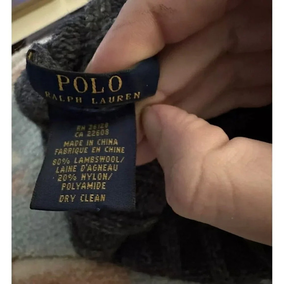 Polo Ralph Lauren Lamb’s Wool Knit Beanie Winter Hat Cap Unisex Size small Gray - Picture 4 of 4